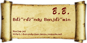 Böröndy Benjámin névjegykártya