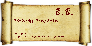 Böröndy Benjámin névjegykártya